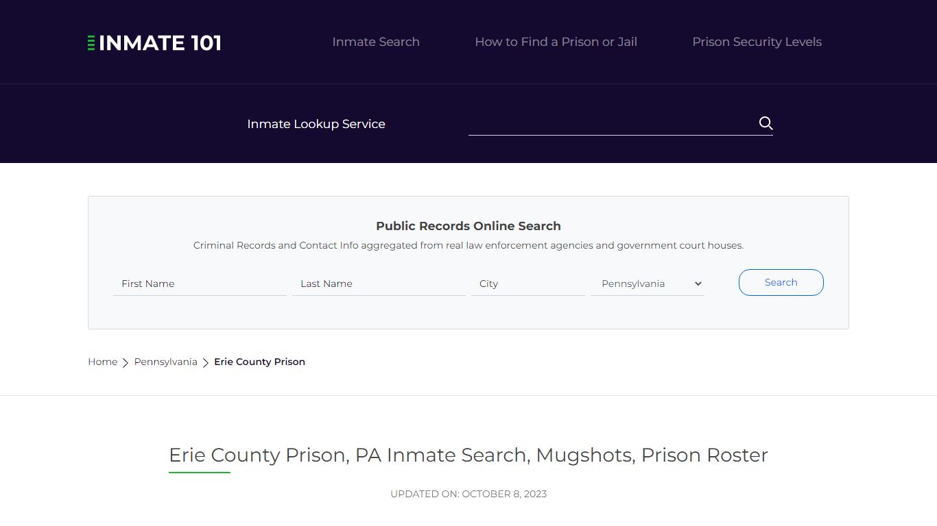 Erie County Prison, PA Inmate Search, Mugshots, Prison Roster